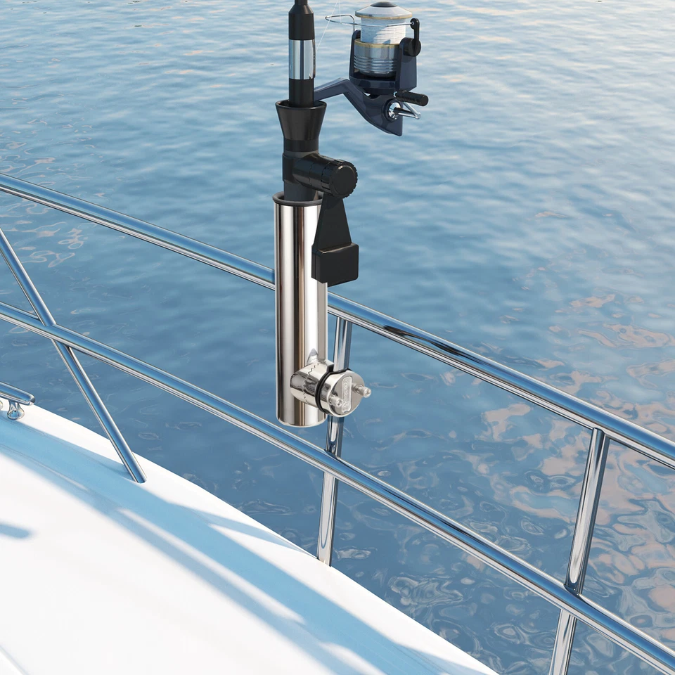 2 Stück Boot Edelstahl Bootsrutenhalter Angelrutenhalter für 19mm-25mm Reling - Bild 3 von 4