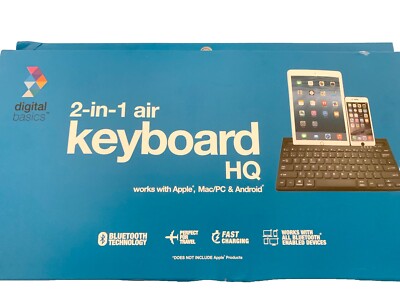 NEW Digital Basics 2 in 1 Keyboard Apple Mac/PC Android Holds iPads Tablets