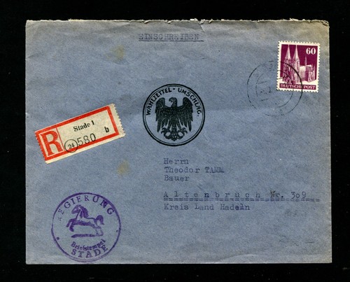 Bizone 1948 60 Pfg On Ballot Card (#6395) Stamp Stamp