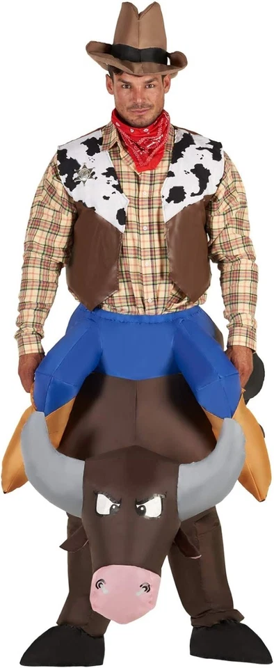 Disfraz inflable para hombre Bucking Bronco inflable adulto jinete de toros paseo en rodeo Foto 4 de 4