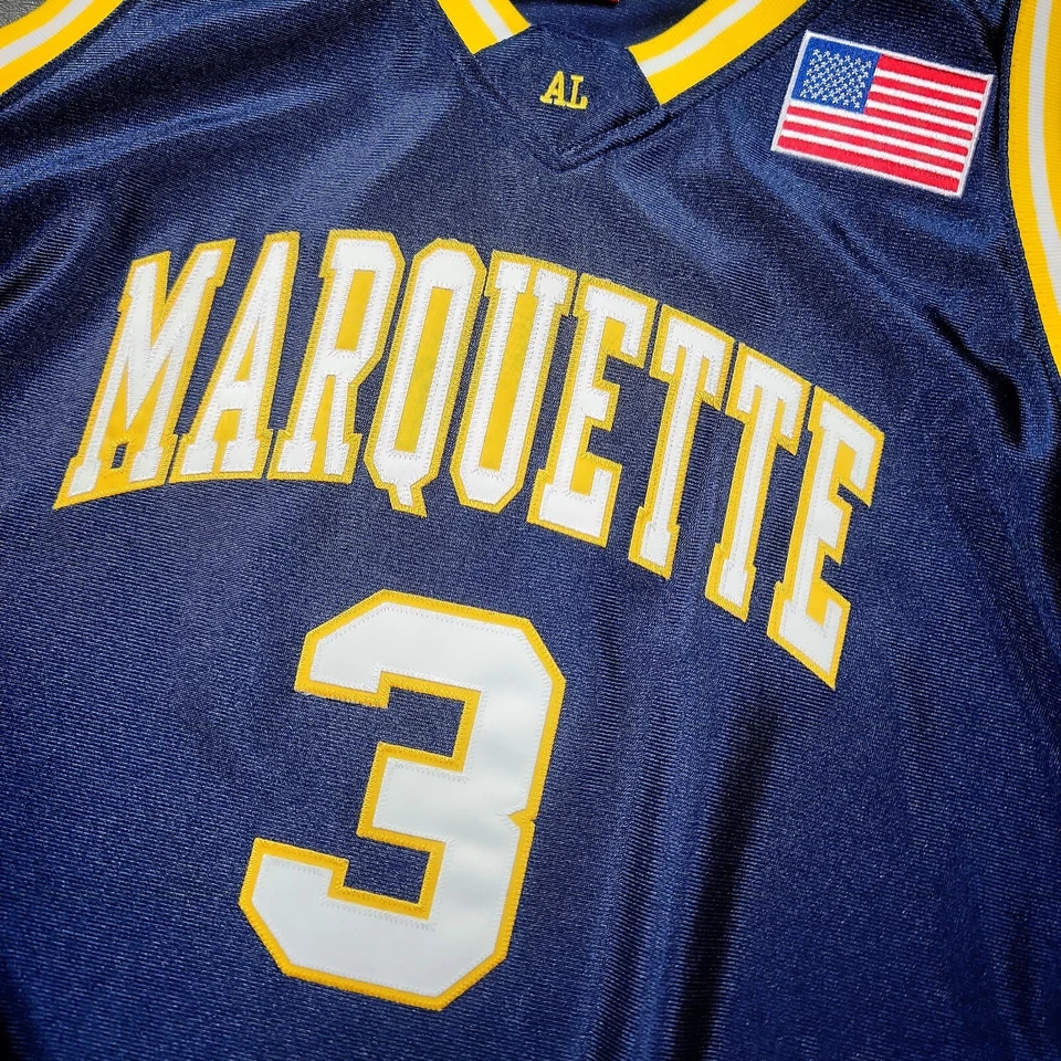100% Authentic Dwyane Wade Mitchell & Ness 02 03 Marquette Jersey Size 48 XL - Image 3 of 4