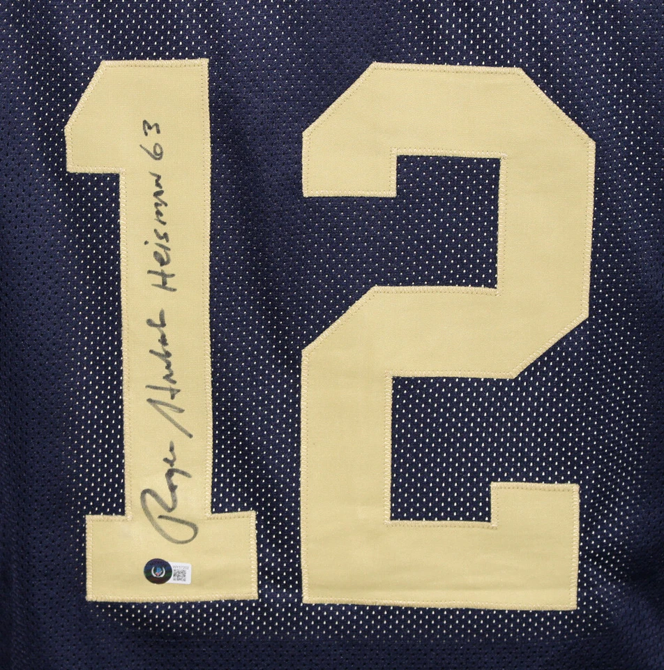 Roger Staubach Autographed College Style Blue XL Jersey Heisman Beckett 38999 Foto 2 de 3