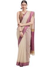 Women's Cotton Silk Woven Check Print Traditional Saree With Blouse Piece