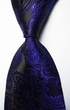 New Classic Paisley Black Purple JACQUARD WOVEN 100 Silk Men's Tie Necktie