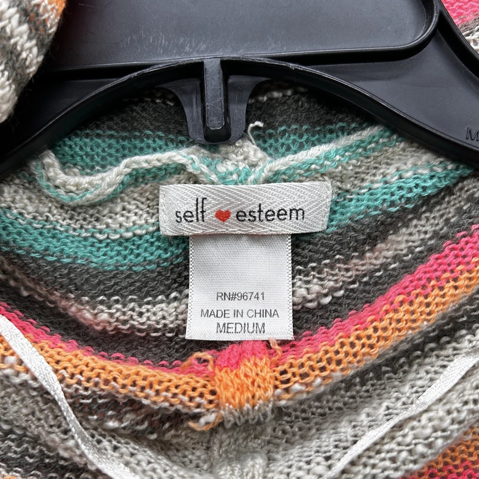 Sudadera con capucha de flecos multicolor a rayas medianas autoestima para mujer Foto 3 de 4