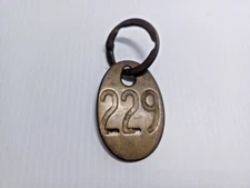 Antique / Vintage Solid Brass Cow Cattle Number #229 Double Sided Oval Tag
