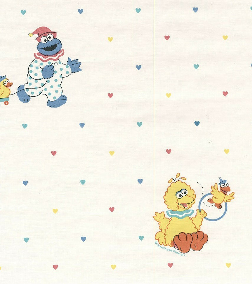 Sesame Street Childrens Big Bird Yellow Kid Baby Nursery Elmo Vtg Roll Wallpaper Ebay