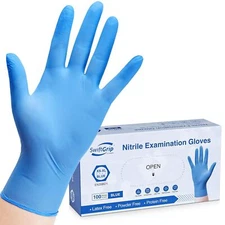 Disposable Nitrile Exam Blue 3-mil Latex Free Medical Cleaning Food-Safe Gloves