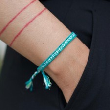 Teal  White Handcrafted Woven Bracelet, Thin and Dainty Slim Bracelet,Turquoise