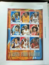 Feuille de timbres basketball NBA Kobe Bryant, Shaquille O'Neal, LeBron James