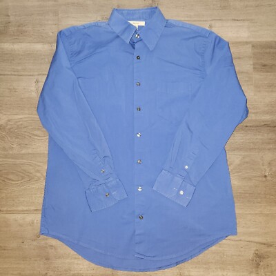 Merona Men's XL Solid Blue Long Sleeve Button Up Dress Shirt