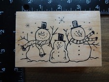 SNOWMAN TRIO Family Winter Christmas Rubber Stamp by GREAT IMPRESSIONS
