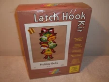 Vtg New Unopened RAINBOW MILLS LATCH HOOK RUG KIT XMAS HOLIDAY BELLS 32" LONG