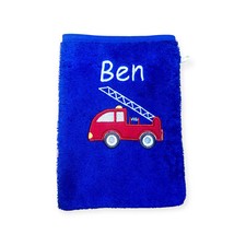 Waschlappen mit Name bestickt für Kinder Feuerwehr Bär Pferd Waschhandschuh