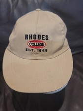 Rhodes College Hat Cap Vintage Leather Strap Khaki Made In America