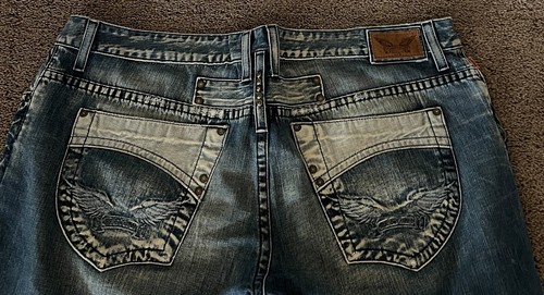 Robin's Jeans Men 42 Blue Embroidered Wings Logo on the Pockets USA Made - Picture 5 of 7