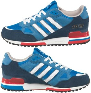 NUOVO Adidas Originals Da Uomo Taglia 7-12 UK ZX 750 Scarpe Da Ginnastica  Blu Rosso Navy Scarpe Bianche | eBay