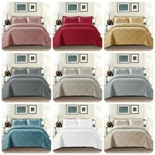 3Pcs Raffle Bedspread Quilted Embossed Bed Throw and Pillow cases in all Sizes