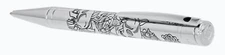 S.T. Dupont D-Initial Ball Point Pen, Skull & Roses, Chrome, 265225, New In Box