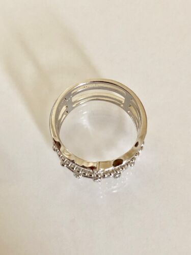 Anello a fascia impilata in argento sterling 925 originale e zirconi tutte le misure - Foto 10 di 12