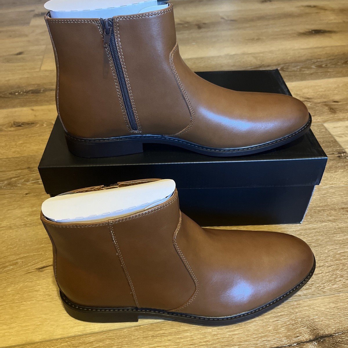 Alfani Men Liam Side Zip Dress Boots Size US 12M Espresso Brown Faux Leather Amazon.com | Alfani Mens LIAM Faux Leather Side Zipper  main image 3