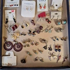 Vtg Jewelry Costume Earrings Lot Of 37 Sets Of Assorted Mixed Type Casual Dressy