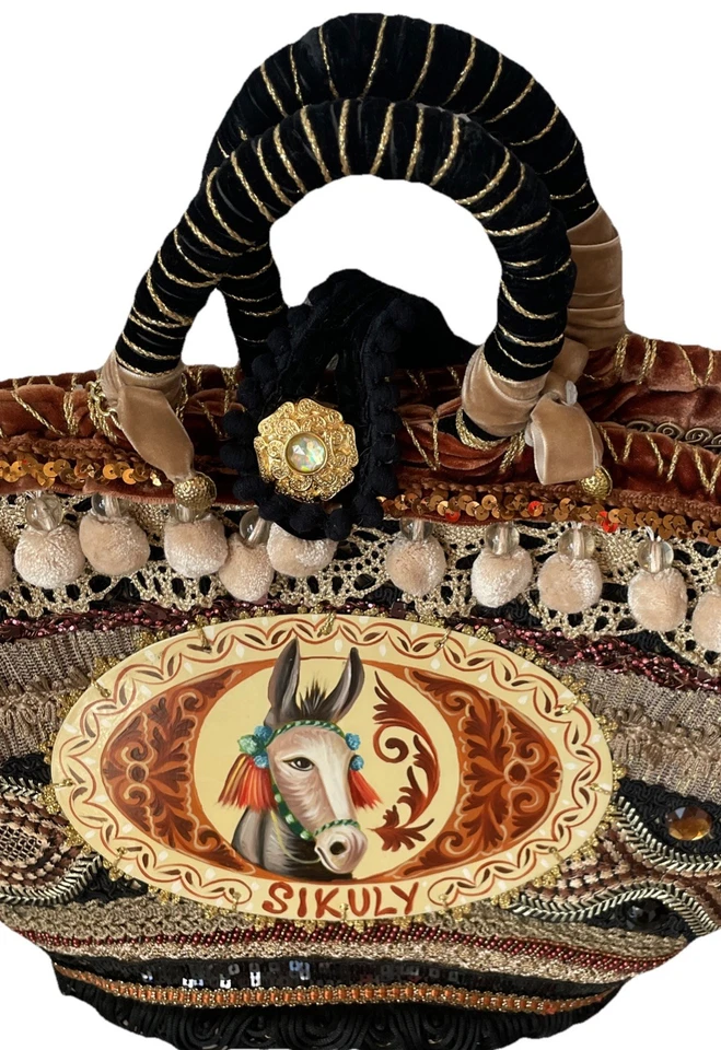 Auténtico Bolso de Mano Sikuly Hecho a Mano en Italia No hay otras Borlas con Cuentas disponibles Foto 2 de 4