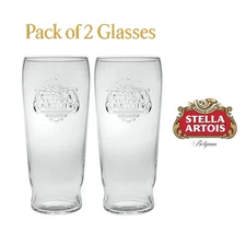 2x Stella Artois Pint Glasses Embossed Stella Artois Pint Glass Old Style Stella