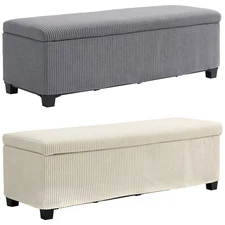 HOMCOM 47 Inches Storage Ottoman Bench, Foot Rest with Removable Lid