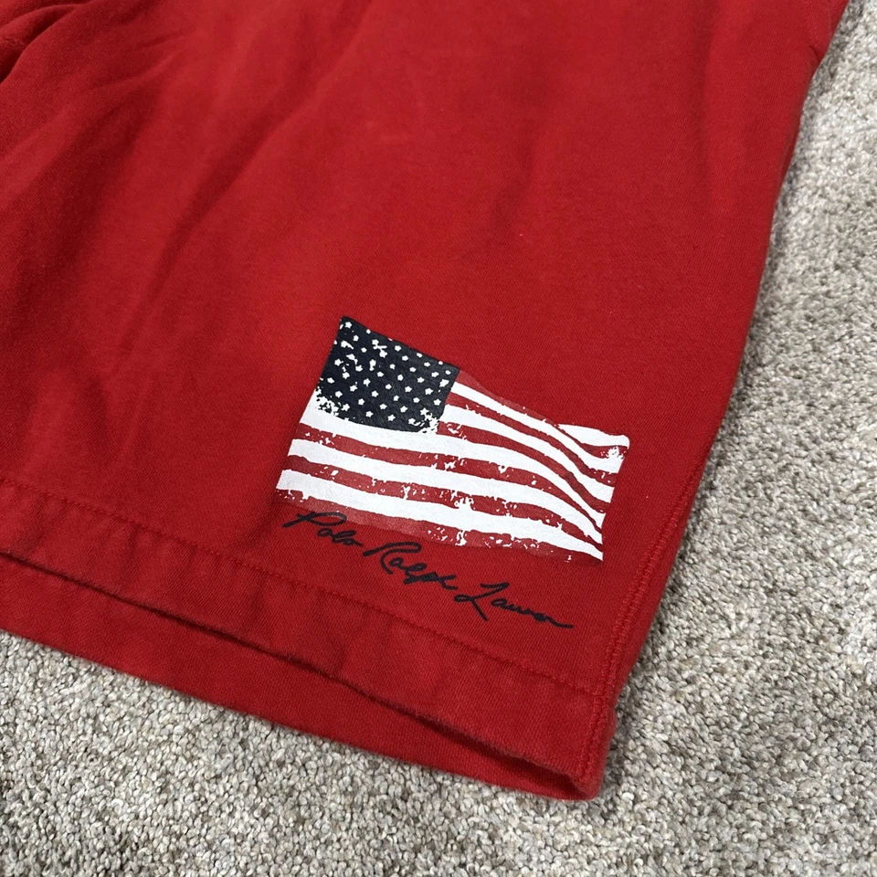 Polo Ralph Lauren Sweat Shorts Mens 2XL XXL Red Double Knit Drawstring - Image 2 of 4