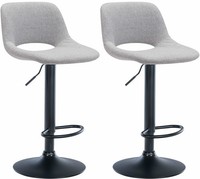2Er Set Barhocker Camden Stoff Schwarz Hellgrau