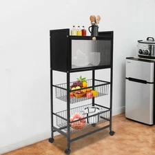 4 Tier Microwaves Rack Black Kitchen Organizer Shelf Bread Rack Coffee Station