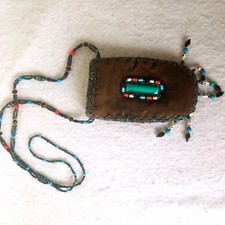 Handmade Beaded Southwestern Style Coin Purse medicine Pouch Turquoise