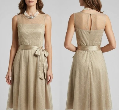 Jessica Howard beige glitter netted mother of the bride/groom midi dress 16 - Image 1 of 4