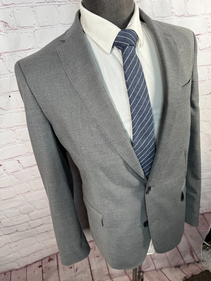 Chaqueta Blazer Abrigo Deportivo J.FERRAR Para Hombres Gris ELASTIZADO AJUSTADO MUESCA SOLAPA 42R Foto 3 de 4