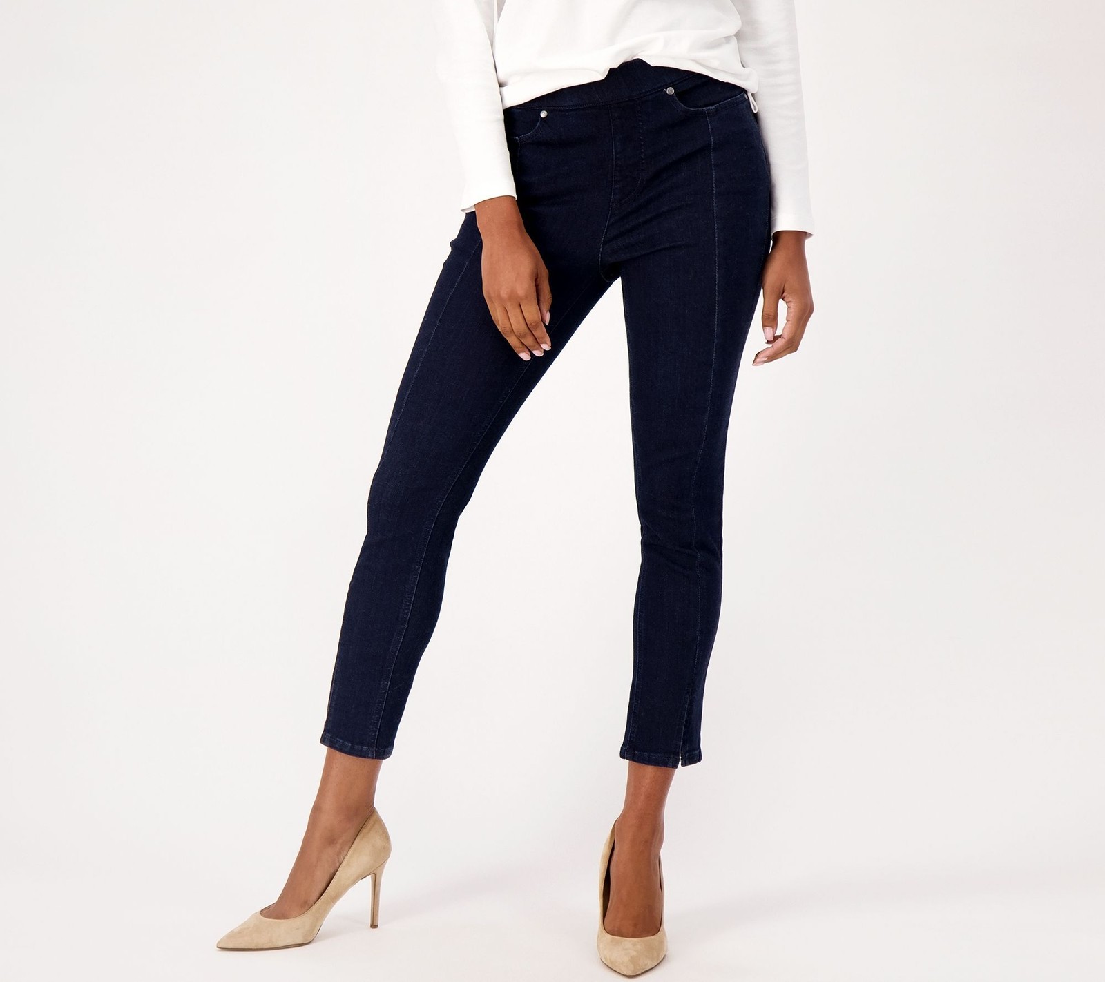 Isaac Mizrahi Live! Women's Petite Pants 24P True Pull On Slim Leg Blue A551039