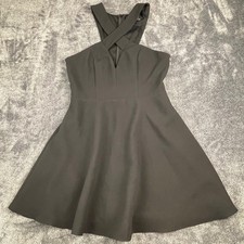 Lulus Black Crisscross Halter Skater Mini Dress V-Neck Size S