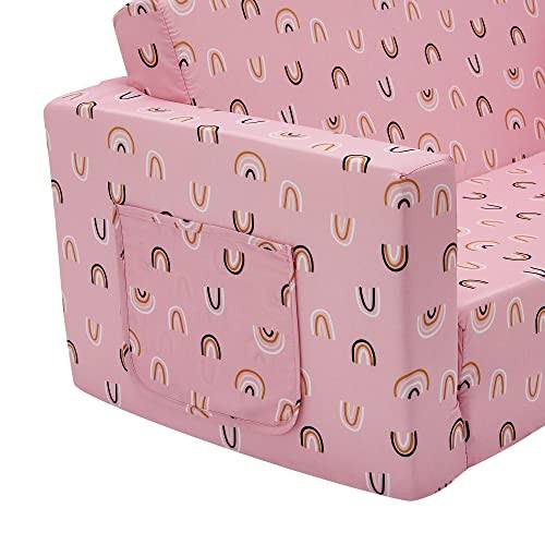 Kids Fold Out Couch 2-in-1 Children Convertible Sofa to Lounger with Soft - Imagen 7 de 7
