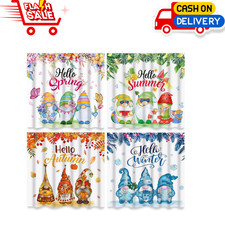 4 PCS Spring Gnomes Shower Curtains Pack Seasonal Waterproof Fabric 71" x 71"