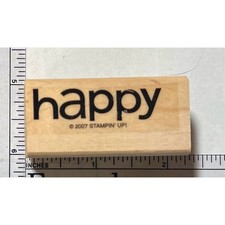 Stampin' Up "Happy" Rubber Wood Mounted Stamp 2007 Crafting Scrapbooking