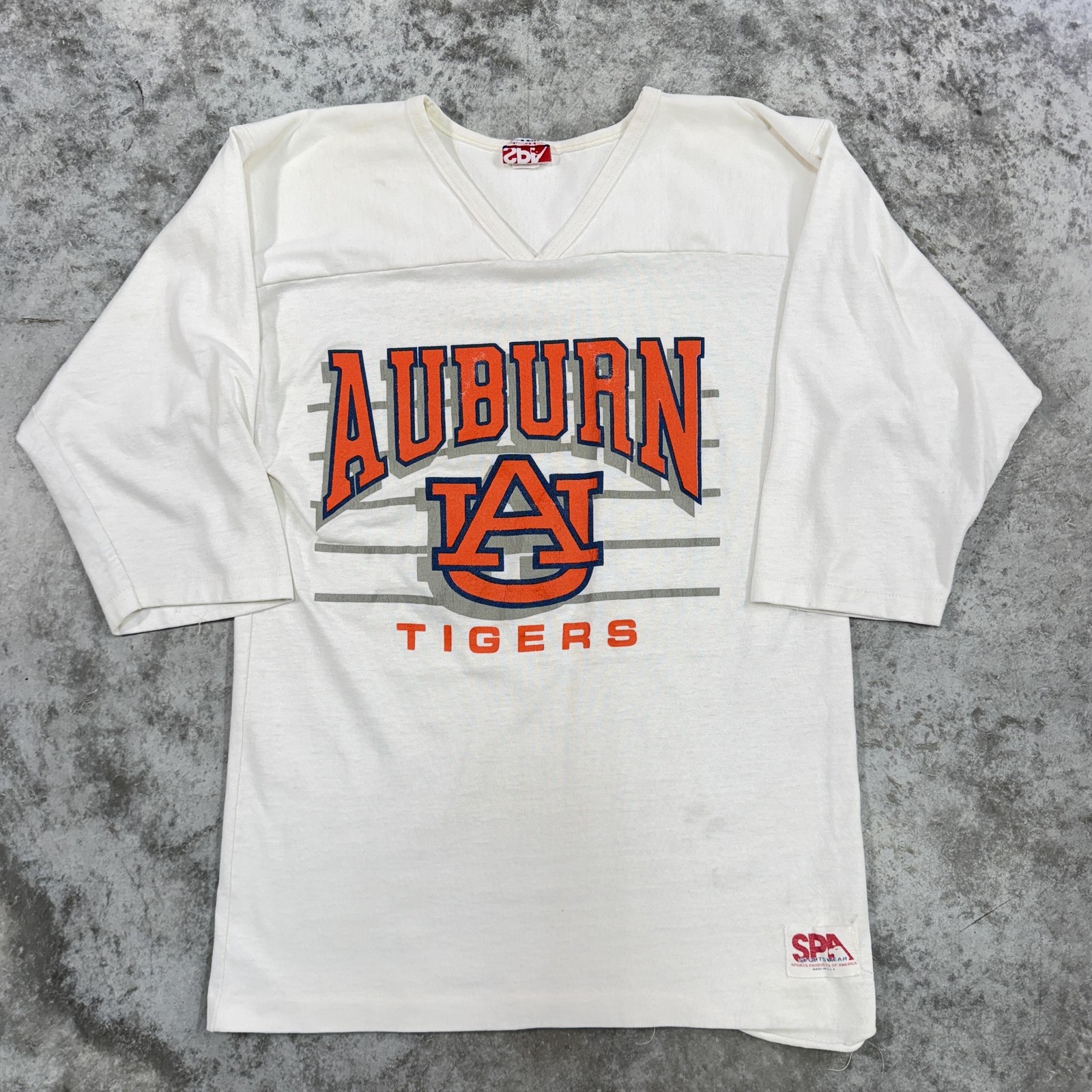 Vintage Auburn Tigers Shirt Mens Medium NCAA Football 80s raglan USA jersey
