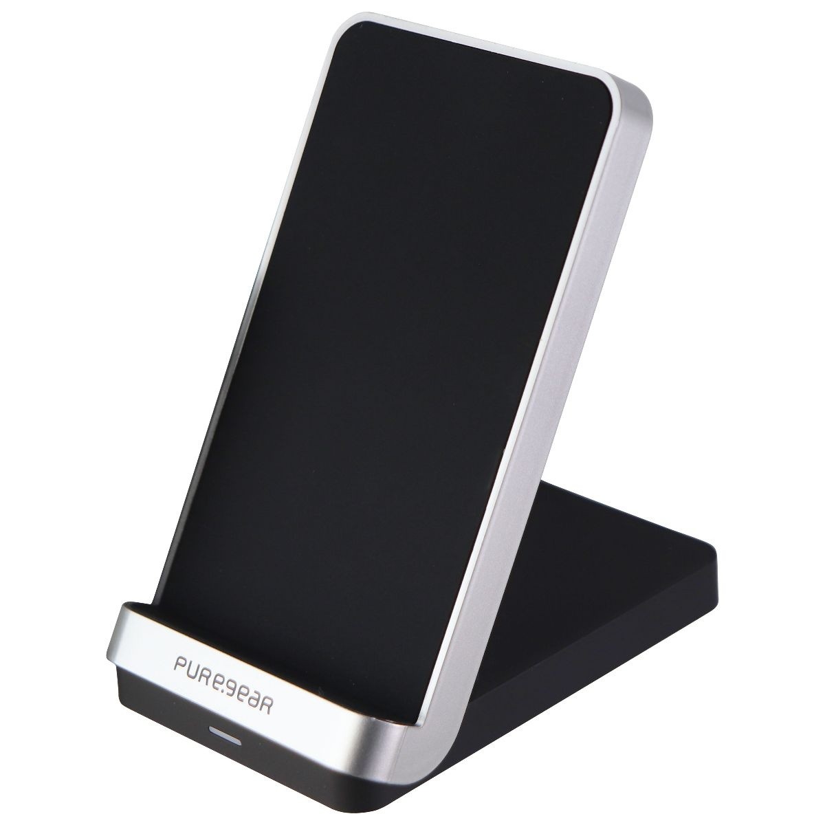 PureGear 15-Watt Fast Wireless Charging Stand for Qi Smartphones  Black/Silver