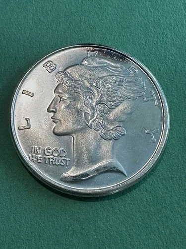 "MERCURY DIME" ONE OUNCE .999 FINE SILVER ROUND