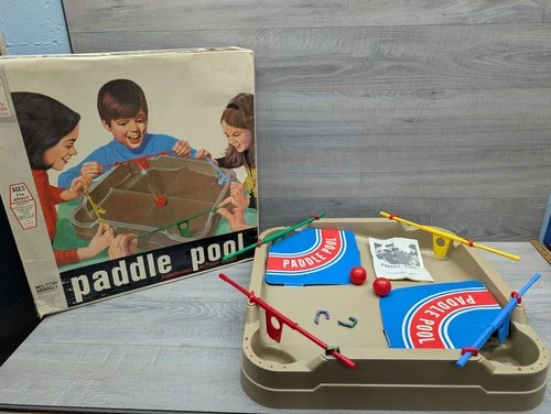 Paddle Pool 1970 Milton Bradley VINTAGE Board Action Ball Game Original Box. VGC