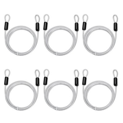 6pcs 3/16'' Dia 4.9ft Security Cable Lock Vinyl Coated Steel with Loops Clear