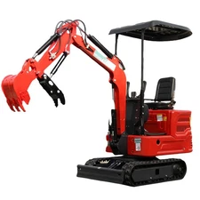 Mini Excavator with Kubota Engine 1.4Ton Red Diggers Hydraulic Thumb Clamp USA