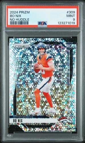 Bo Nix Rookie No Huddle SSP 2024 Panini Prizm #309 RC MINT PSA 9