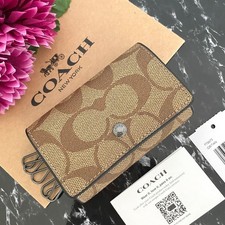 New COACH Key Case Khaki Men s Women s 23a