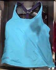 Ruby Ribbon Sport Demi Tank Ocean Blue Navy Straps Active NEW Size 40 #1819