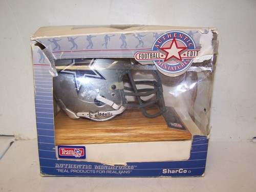 CASCO MINI FOOTBALL SHARCO NFL DALLAS COWBOYS RIDDELL 1988 con base Peter Doyle - Foto 11 di 12